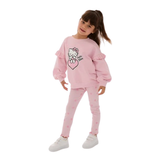 Mini Podium Hello Kitty Long Sleeve Cotton Top and Bottom Girl's Double Tights Set