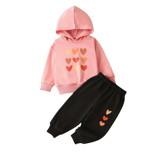 Baby Heart Print Hoodie & Sweatpants